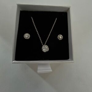Silver necklace and earrings